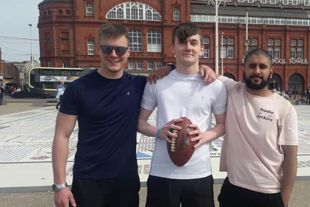 Scott Bevan, Dominic McDermott and Hasan Ahmed, from Blackburn, enjoyed their trip to Blackpool