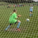 Player of The Match, goalkeeper Thea Linklater practising her penalties. Photo: Johnathon Bailey