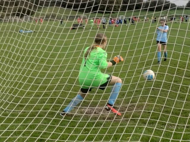 Player of The Match, goalkeeper Thea Linklater practising her penalties. Photo: Johnathon Bailey