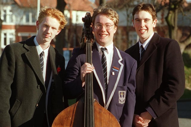 More bass-on the double, for musical entrepreneurs from King Edward School who set up a gig for local bands at the Palace nightclub in Blackpool. Pic L-R: Adam Whitworth, Chris March and John Moore