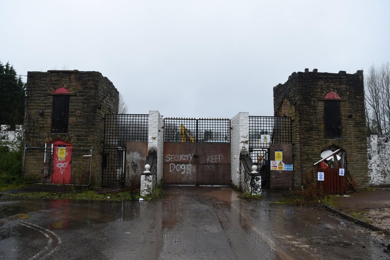 Demolition work under way at the former Camelot Theme Park at Charnock Richard