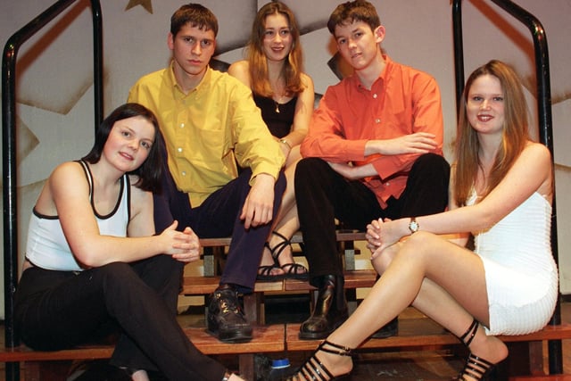 Lytham st Annes High school fashion show, 1996. Pictured left to right are Lindsay Gleghorn, Paul Butcher, Melanie Rushton, James Palmer and Cheryl Ashcroft