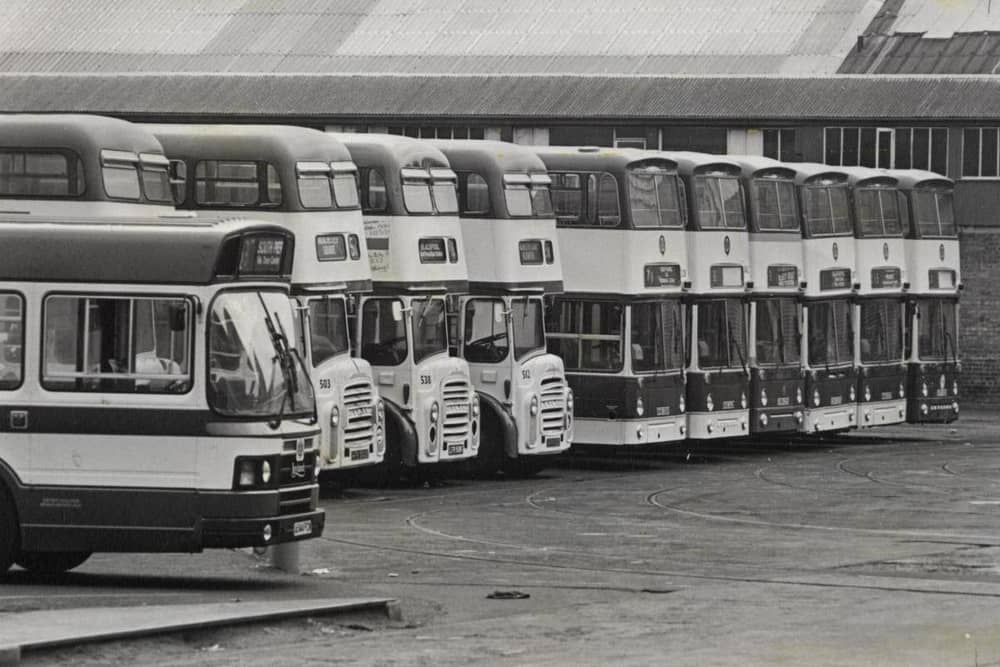 Buses at the Blackpool Corporation depot in 1985