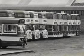 Buses at the Blackpool Corporation depot in 1985