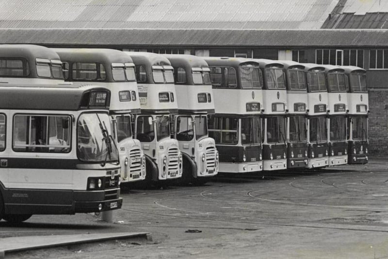 Buses at the Blackpool Corporation depot in 1985