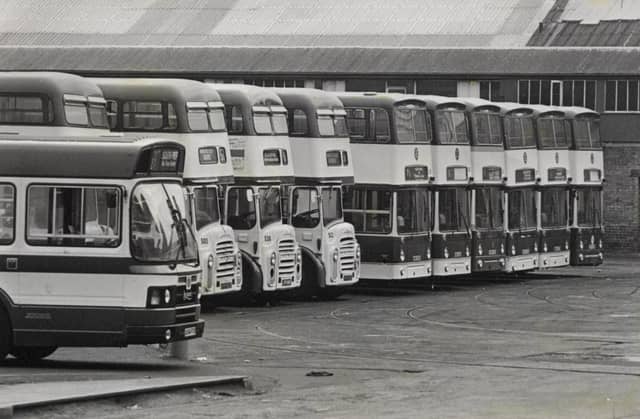 Buses at the Blackpool Corporation depot in 1985
