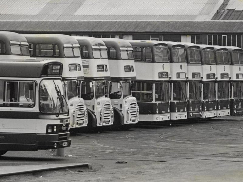 Buses at the Blackpool Corporation depot in 1985