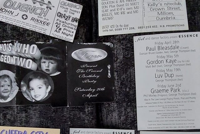 A collection of flyers from other well-known clubs across the north which dominated the rave scene in the 1990s