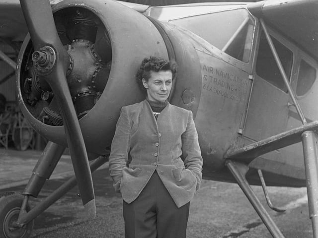 Blackpool's first female pilot Mrs S P Chapman who worked for Air Navigation and Trading Ltd at Squires Gate Blackpool