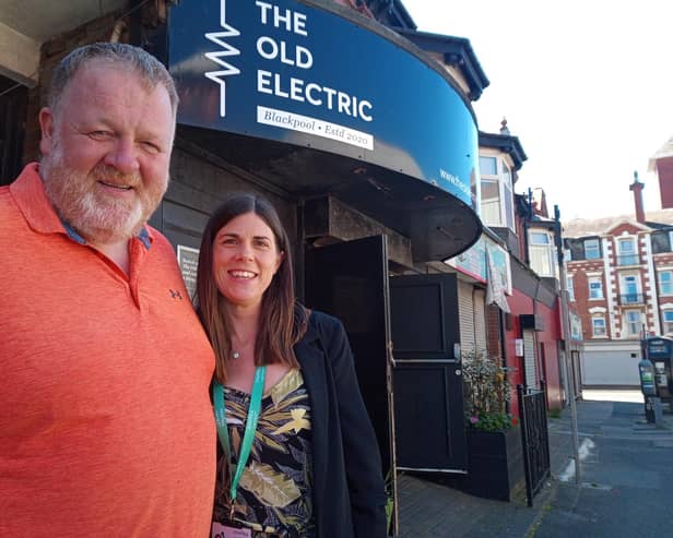 Emma Shillito (right), Inspira Employability Adviser and Tony Smith, training director with PDP, at The Old Electric in Springfield Road, Blackpool, where Inspira has been running its successful Ready For Work programme for 18-24-year-olds from across the resort