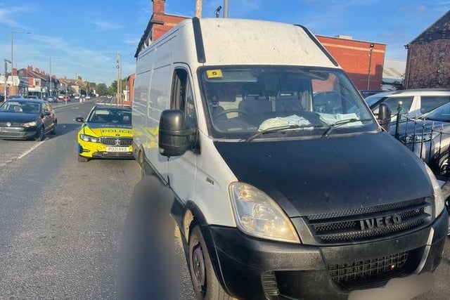 This van was stopped after being seen driving erratically in the Preston area.
The driver - a delivery driver - was found to be disqualified and also failed a roadside test for cannabis and cocaine.