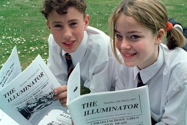 Two pupils from a team at the school won highly commended at  the Times Educational Supplement Newspaper day. Pictured with their successful newspaper "The Illuminator", are Susan Gallon and Stephen Chapman.