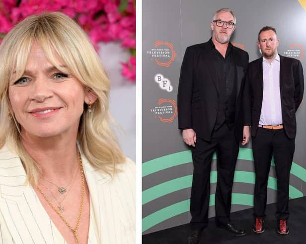 Zoe Ball is to star in a New Year special of Taskmaster, presented by Greg Davies (left) and Alex Horne (right). Both images: Getty