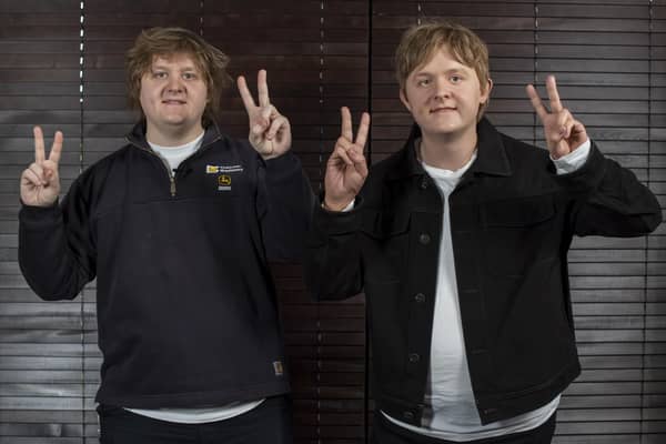 Lewis Capaldi comes face to face with his new Madame Tussaud’s waxwork figure, which is set to go on display in Blackpool. Picture: Anthony Devlin