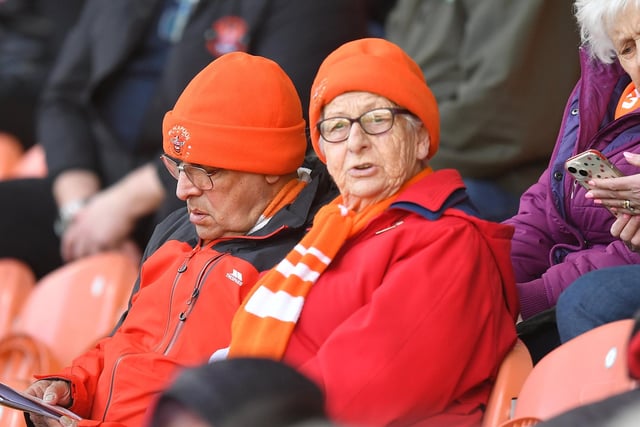 Seasiders supporters at Bloomfield Road for the victory over Cambridge United.