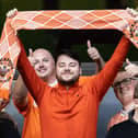 Blackpool fans at Molineux for the EFL Cup tie against Wolves.