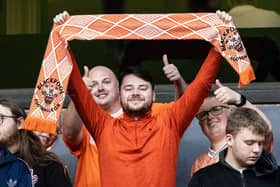 Blackpool fans at Molineux for the EFL Cup tie against Wolves.