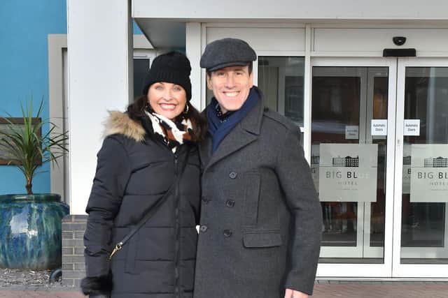 Anton Du Beke and dancing partner Emma Barton arriving in Blackpool for the 2019 show. Picture: Dave and Darren Nelson.,