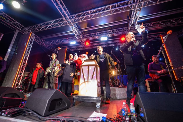 Local farmer, TV presenter and author Tom Pemberton pulls the switch to signal the festive illumination of Lytham town centre.