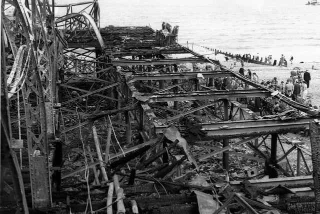 At 429ft in length, it was one of the shortest piers in the country. This photos shows how the intense heat wrecked the structure to such a devastating extent
