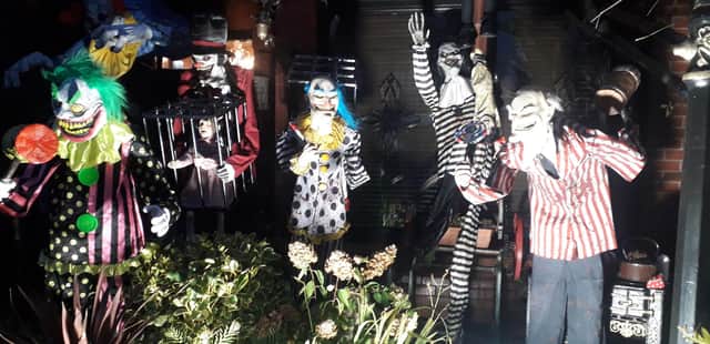 The illuminated figures in Michael Smith's from garden on Warbreck Drive, North Shore