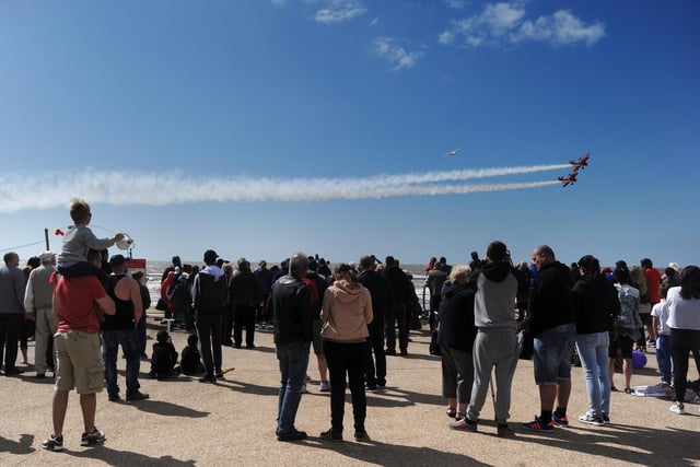 Day two of the annual Blackpool Air Show in 2016. A large crowd gathered on the Promenade to watch the displays including wing walkers. Picture by Paul Heyes
