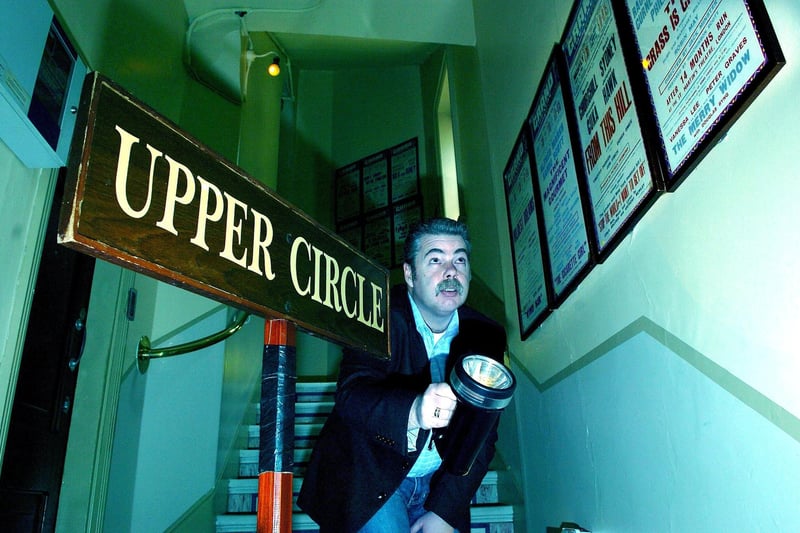 Blackpool paranormal investigator Stephen Mercer looking for ghosts at the Grand Theatre, Blackpool. The theatre is supposedly haunted by Charlie, who has been identified as the spirit of an audience member who threw himself to his death from the theatre balcony after being spurned by an actress. Charlie has been described as a cheeky ghost who plays pranks on performers. In the 1980s, a pantomime director told how he was sat in the upper circle of the theatre, close to where Charlie is thought to have jumped, when his shoulder was repeatedly tapped. Nobody else was around. There's also heightened spiritual activity is due to a ‘paranormal portal’ above the stage