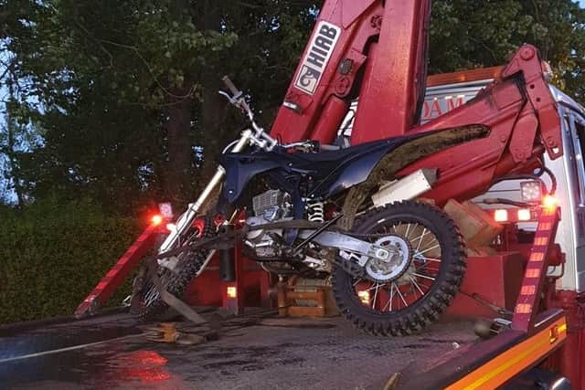 The motorbike seized on Grange Park estate by police