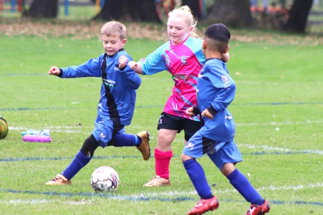 The FC Rangers and Layton Junior Pinks players showed their progress Photo: Karen Tebbutt