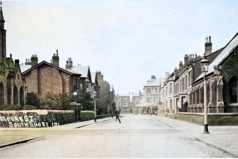 This is Moore Street from the junction with Rawcliffe Street through Waterloo Road right through to St Bedes Avenue, in 1915. A splash of colour has been added