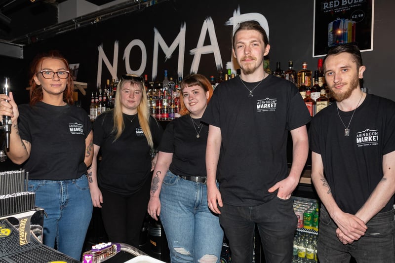 Staff at The Nomad Bar inside Abingdon Street Market ready for the big re-opening