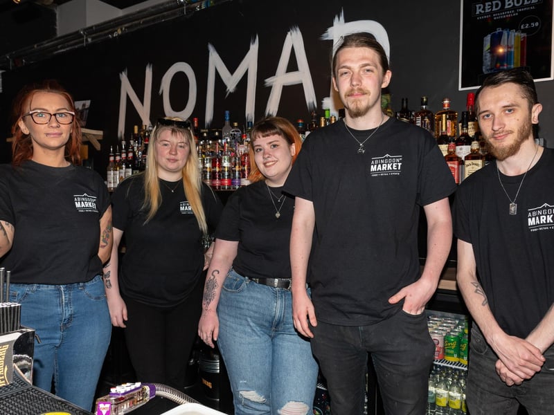 Staff at The Nomad Bar inside Abingdon Street Market ready for the big re-opening