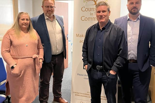 Chris Webb with Keir Starmer and staff at Counselling In The Community