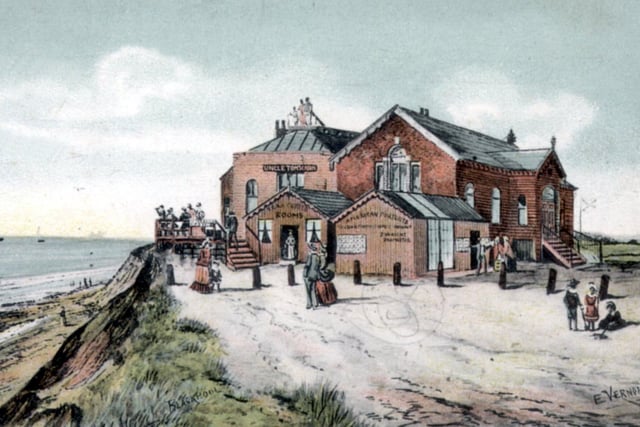 An illustration of the original Uncle Tom's perched on the cliffs back in the late 19th Century