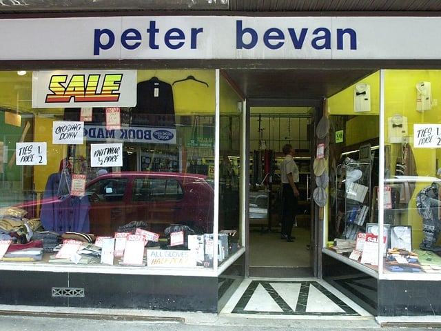 Peter Bevan was a menswear shop on Church Street for many years. This was one his last sales before the store closed down in 2003