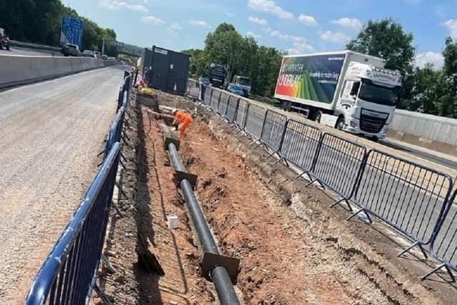 Some of this work involves installing signs on gantries over the eastbound carriageway (Credit: National Highways)