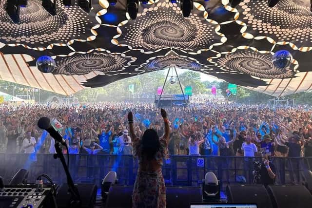 This was Dave's view from the stage at Glastonbury last month when he performed alongside KKlass