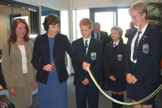 Education secretary Estelle Morris MP cuts the ribbon to open the new Fleetwood High School building. Pictured left is Blackpool North and Fleetwood MP Joan Humble with high school pupils Jack Mann, Emily Marshall and Kelly Linacre.
Picture: Claire Lark