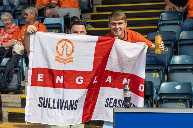 Blackpool supporters at Adams Park for the Seasiders' game against Wycombe Wanderers.