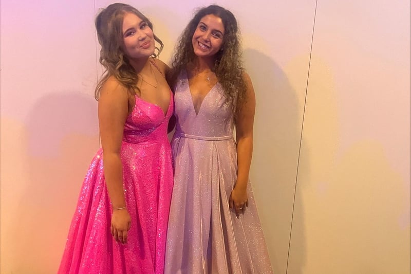 Kadie Lee and Ameerah from Saint Bedes Catholic High School, Lytham. Prom held on June, 22 at Ribby Hall Village.