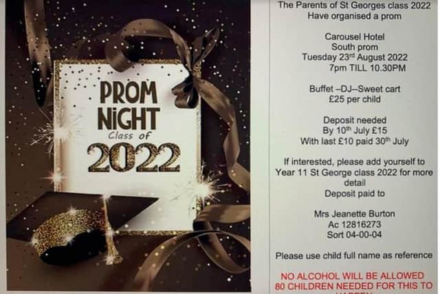 Details of the prom part on Facebook