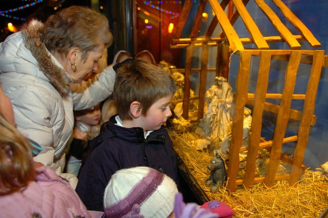 A peek in the Nativity window at the Garstang Christmas lights switch-on in 2009