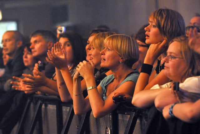 Fans watch Daniel Merriweather at the Radio 2 concert at the Winter Gardens