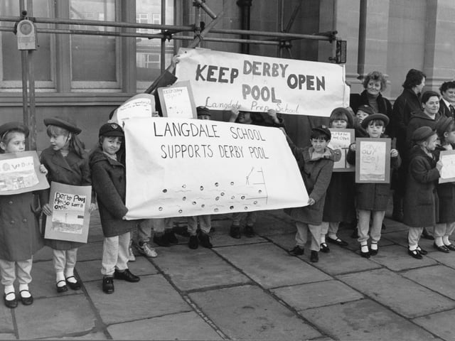 Children protest against the closure of Derby Baths in Blackpool