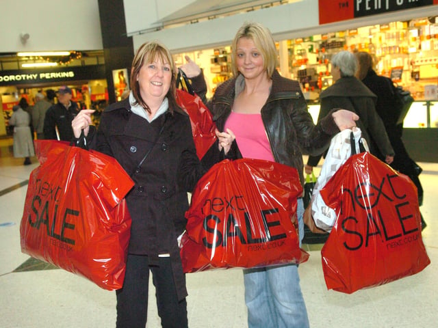End of year sales shoppers Alison Grey and Tracy May