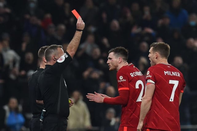 The last decision to be overturned against Liverpool came in mid-December when Andy Robertson was shown a red card in their game with Tottenham Hotspur.