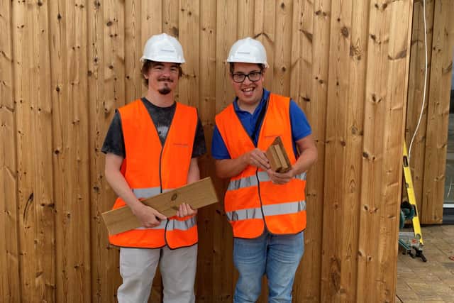 Nicholas Tipton and Steven Hopkins BCIL volunteers pictured on a fact-finding mission at Blackpool Airport Enterprise Zone