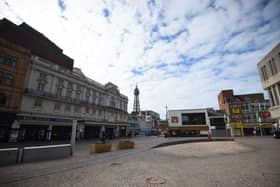 A deserted St John's Square in Blackpool