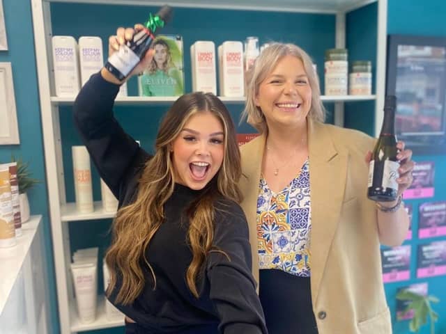 Victoria Woods and Isabella Pasqualino celebrate the news!