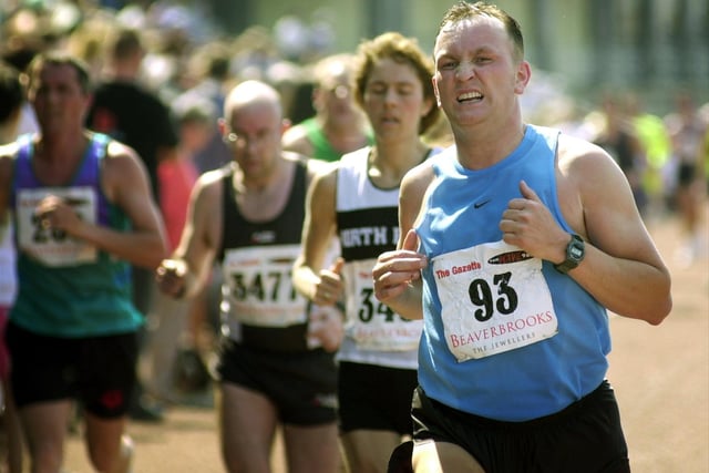 The finishing line was in sight in this picture from 2000